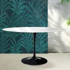 Mesa Saarinen Tulip Redonda de 74 cm de Altura em Cerâmica Florim Branca Brilhante - Escarlate Viadurini