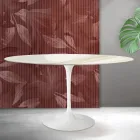 Mesa Saarinen Tulip Redonda de 74 cm de Altura em Cerâmica Florim Calacatta Gold Fosca - Escarlate Viadurini