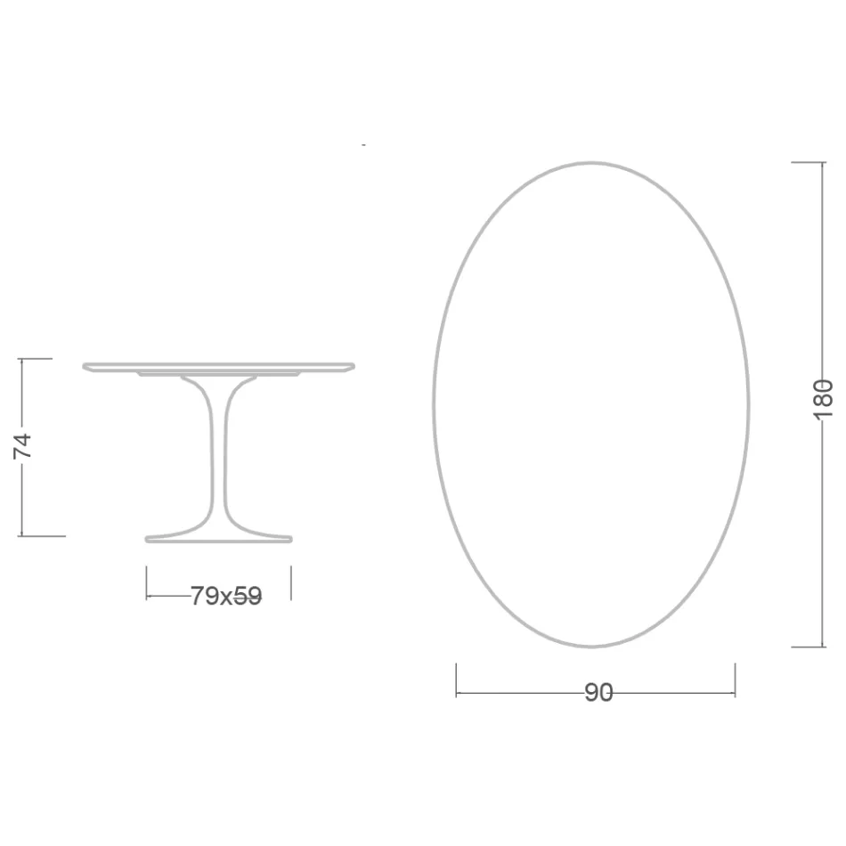 Mesa Tulipa Saarinen H 74 Oval em mármore de Carrara Statuarietto Made in Italy - Escarlate Viadurini