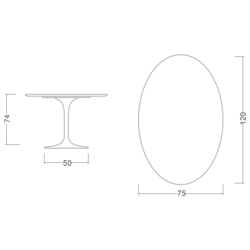 Mesa Tulipa Saarinen H 74 Oval em mármore de Carrara Statuarietto Made in Italy - Escarlate Viadurini