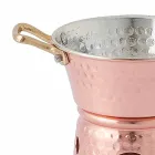 Panela de cobre estanhada à mão com alças e base de 14 cm - Gianmatteo Viadurini