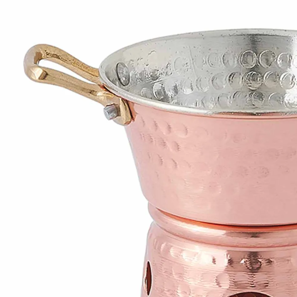 Panela de cobre estanhada à mão com alças e base de 14 cm - Gianmatteo Viadurini