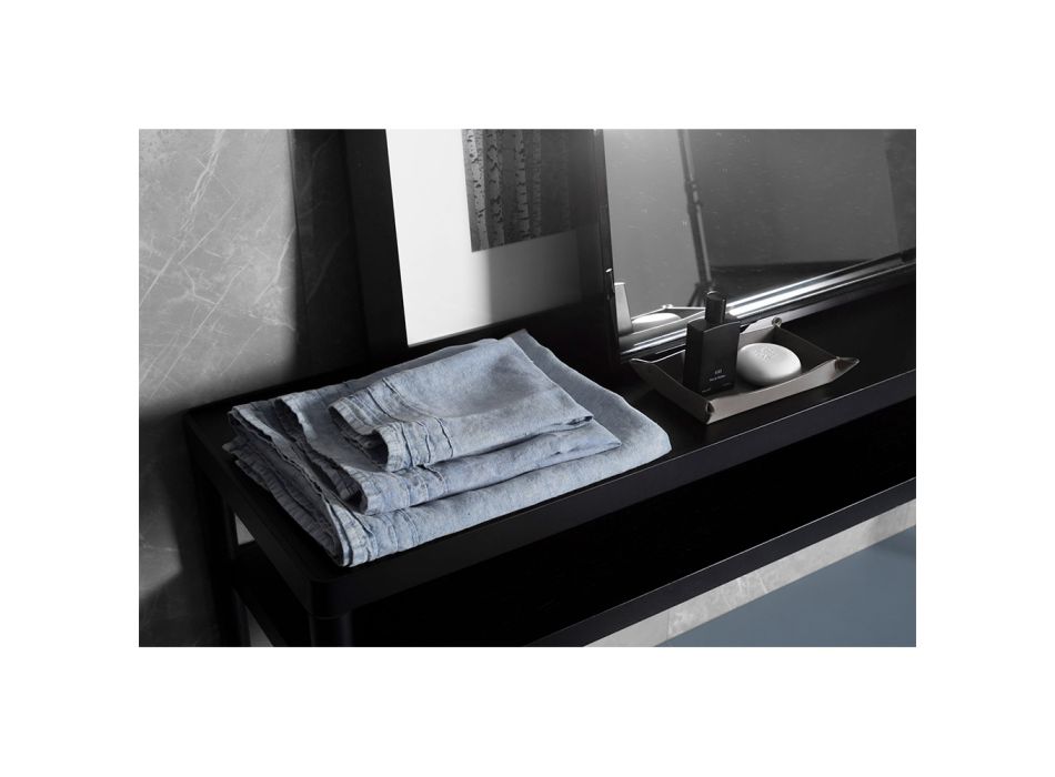 Toalha de banho de linho pesado azul claro com design luxuoso italiano - Jojoba Viadurini