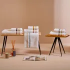 Toalha de banho de algodão turco com babado duplo em percal de algodão - Serenity Viadurini