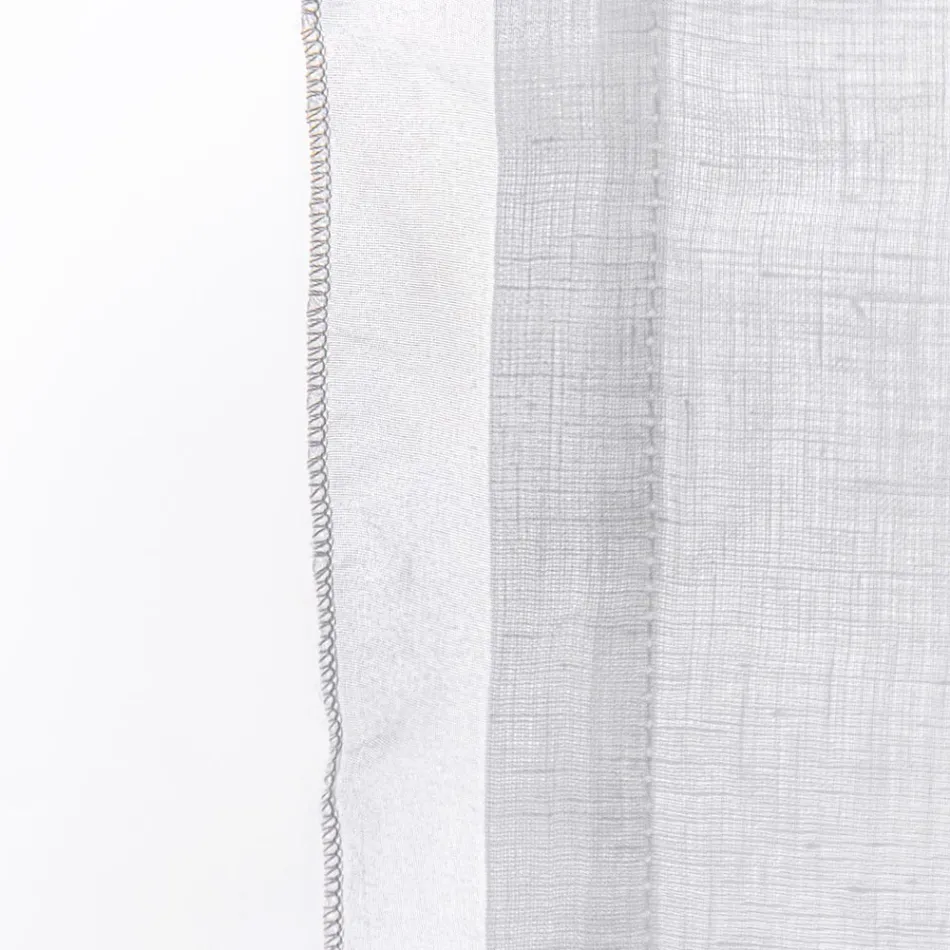 Cortina de Vidro com Gaze de Linho e Organza Branca Design Elegante - Tapioca Viadurini