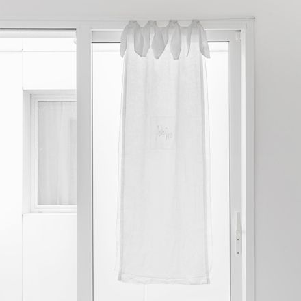Cortina de Vidro com Gaze de Linho e Organza Branca Design Elegante - Tapioca Viadurini