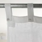 Cortina de linho branco e claro com elegante desenho de renda central - Geogeo Viadurini