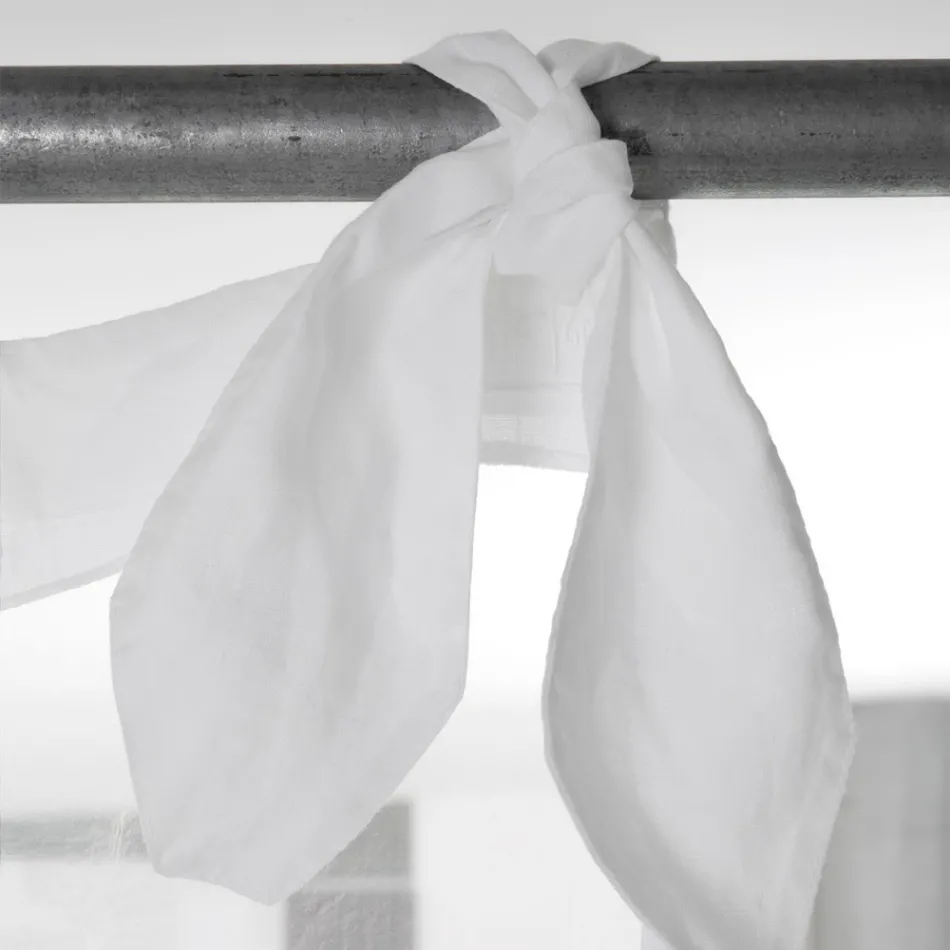 Cortina de Linho Branco e Organza com Elegante Bordado de Design Italiano - Oceanomare Viadurini