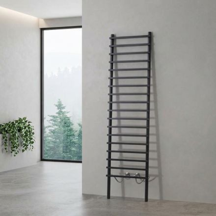 Radiador hidráulico em aço carbono preto, fabricado na Itália - Raggio Viadurini