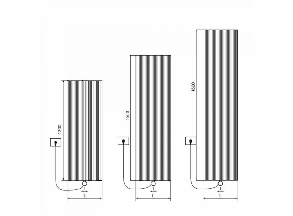 Radiador elétrico de parede de design vertical em aço 900 W - 1000 linhas Viadurini