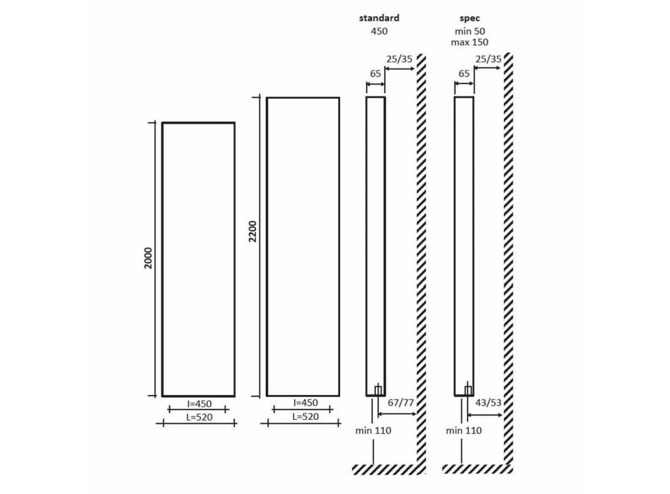 Radiador de projeto hidráulico vertical em alumínio até 1061 watts - curvado Viadurini
