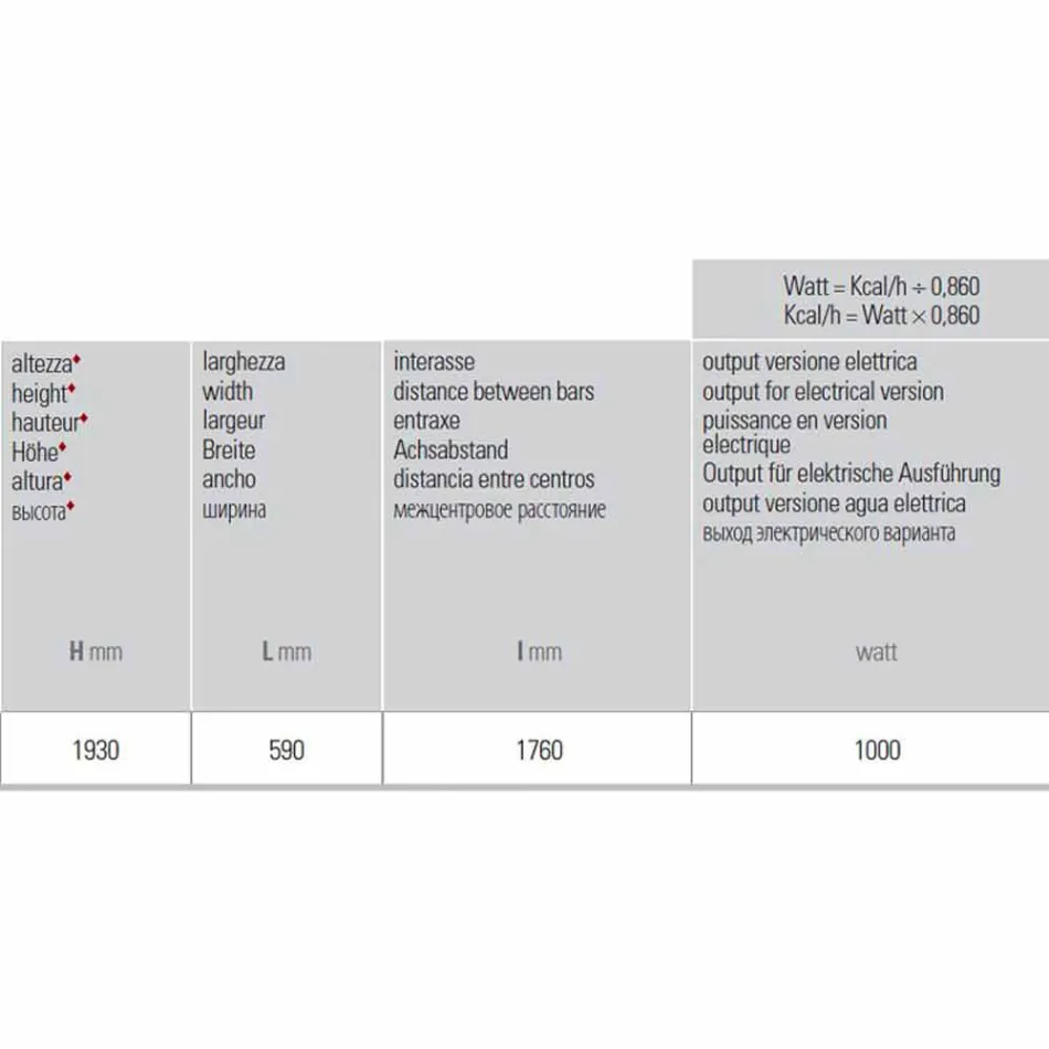 Radiador elétrico projetado para sala de estar ou banheiro com LED 1000 W - brilho Viadurini