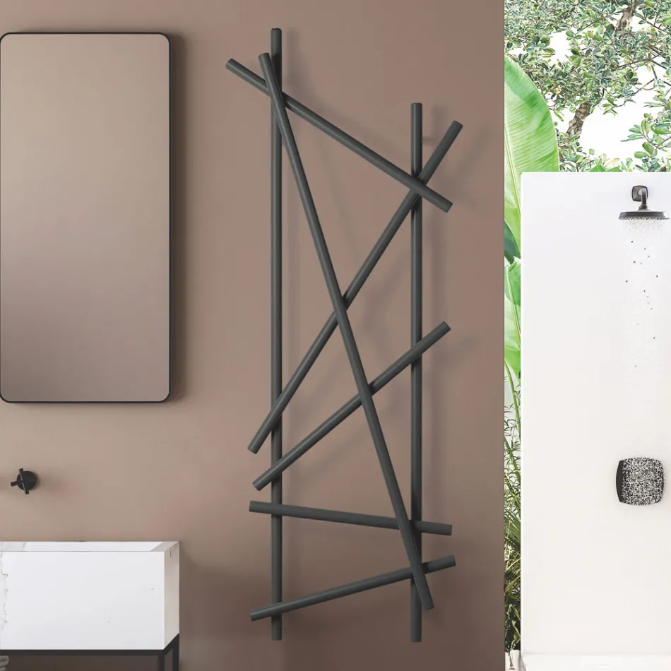 Radiador elétrico de aço com tubos de seção redonda fabricados na Itália - Random Viadurini