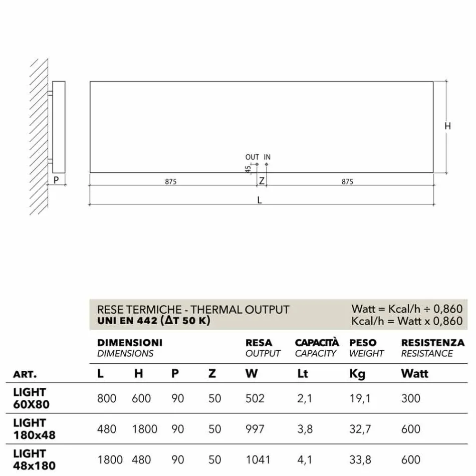 Dissipador de calor elétrico vertical com tampa de aço Scirocco H Light Viadurini