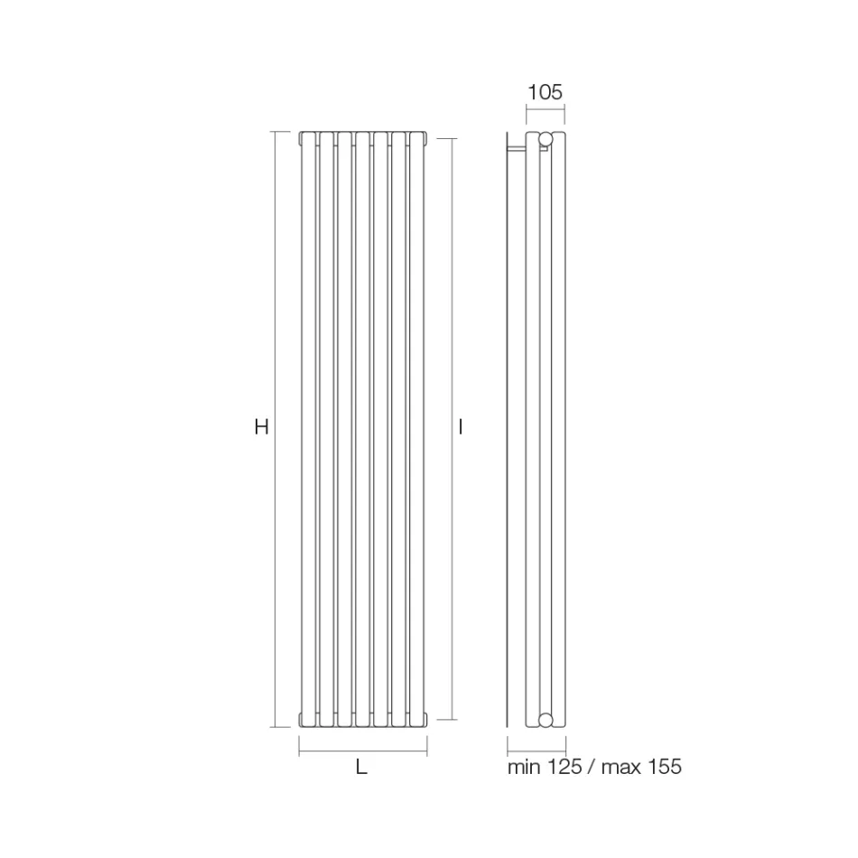 Radiador hidráulico com coletores horizontais e tubos verticais - Colomba Viadurini