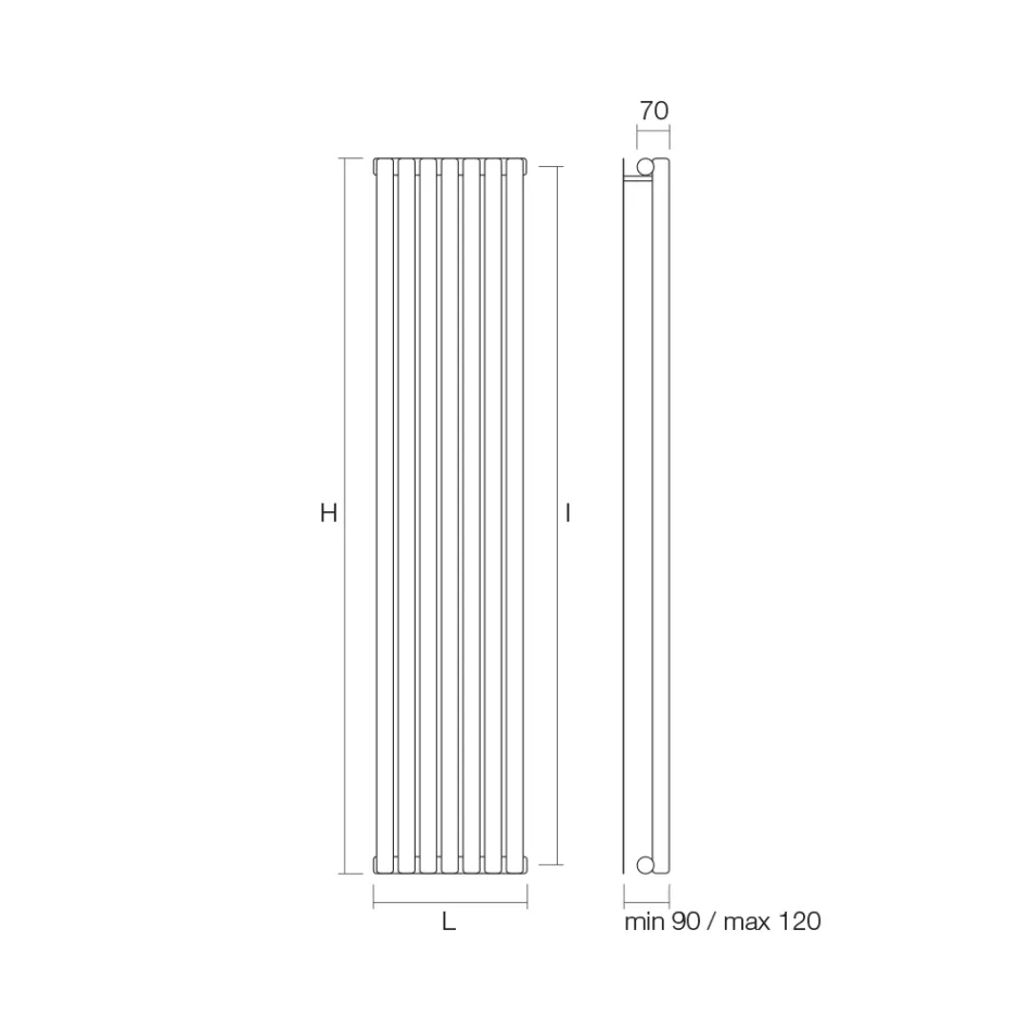 Radiador hidráulico com coletores horizontais em aço carbono - cerejas Viadurini