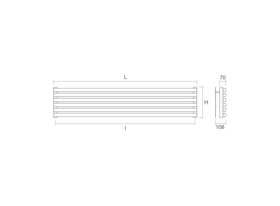 Radiador hidráulico com coletores verticais e tubos horizontais - Composto Viadurini