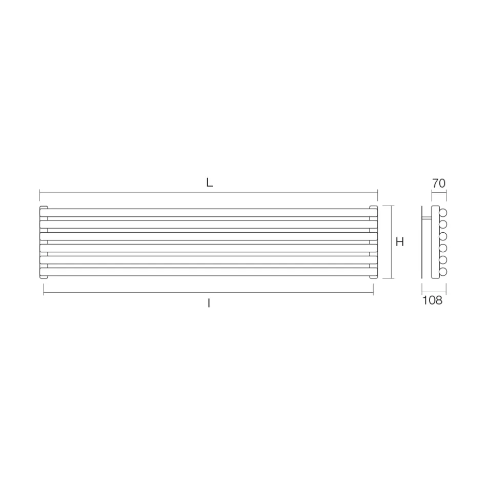 Radiador hidráulico com coletores verticais e tubos horizontais - Composto Viadurini