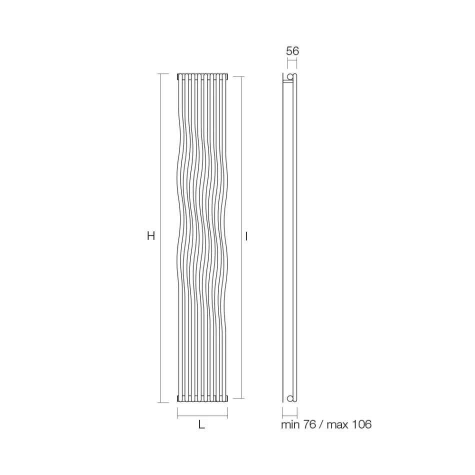 Radiador Hidráulico com Elementos Verticais Curvos Fabricado na Itália - Ribes Viadurini