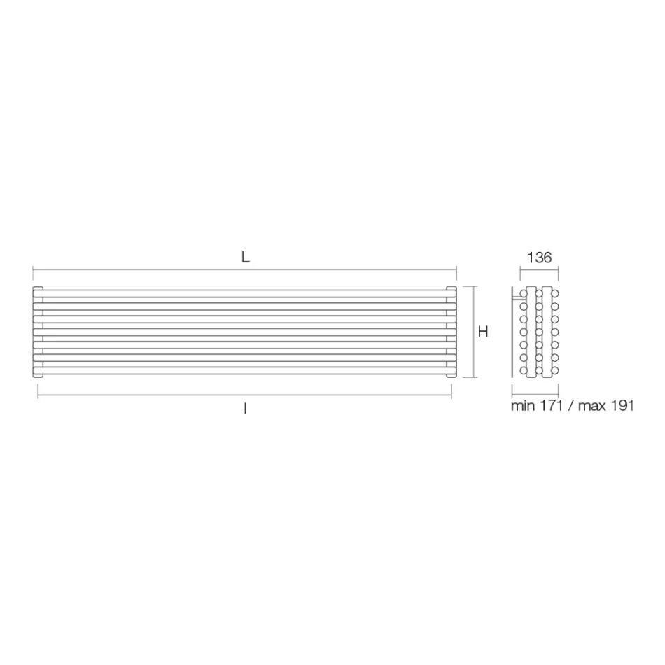 Radiador hidráulico com Série Tripla de Elementos Horizontais Fabricado na Itália - Caramella Viadurini