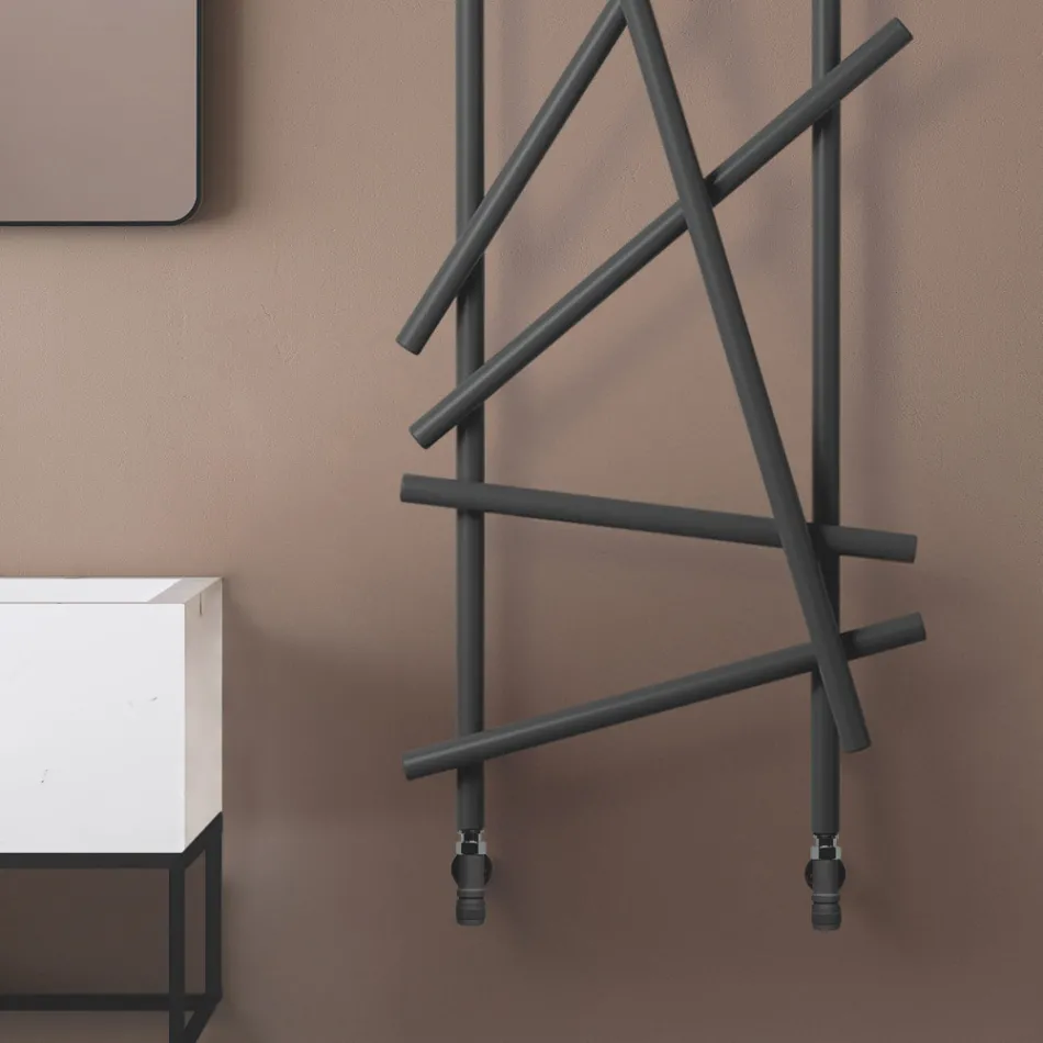 Radiador Hidráulico de Aço com Tubos de Seção Redonda Fabricado na Itália - Aleatório Viadurini