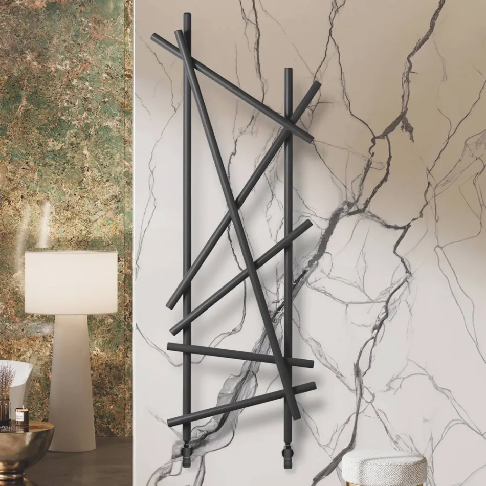 Radiador Hidráulico de Aço com Tubos de Seção Redonda Fabricado na Itália - Aleatório Viadurini