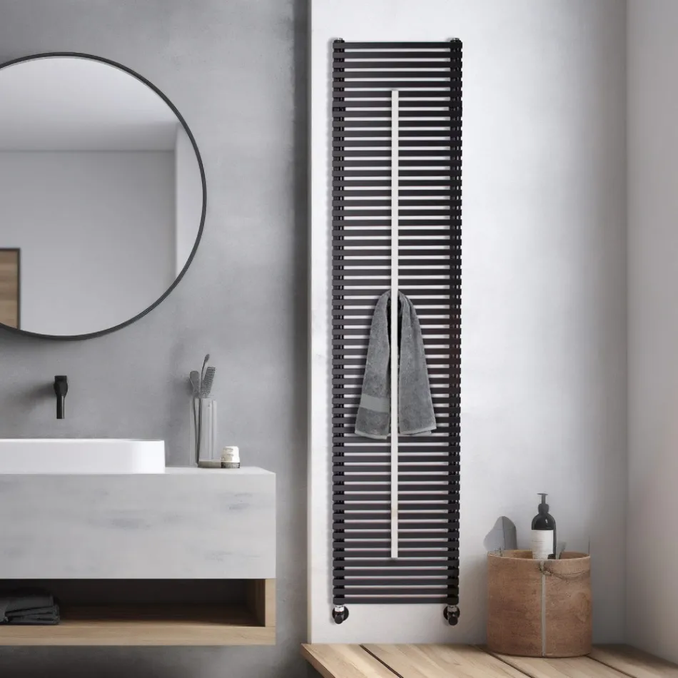 Radiador Lux Mixed com toalheiro em aço, fabricado na Itália. Viadurini