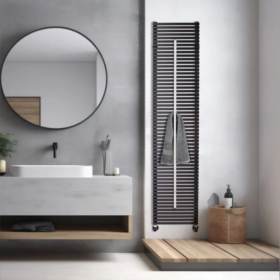 Radiador Lux Mixed com toalheiro em aço, fabricado na Itália. Viadurini
