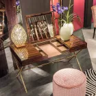 Penteadeira moderna com tampo de abertura em madeira de ébano polida Ada 3 Viadurini