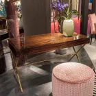 Penteadeira moderna com tampo de abertura em madeira de ébano polida Ada 3 Viadurini