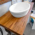 Lavatório de apoio superior suspenso em Norcia strip teak Viadurini