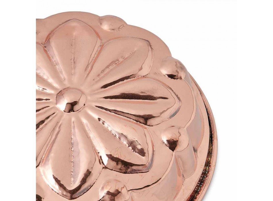 Forma redonda de cobre estanhado à mão com decoração de flores 28 cm - Gianmattia Viadurini