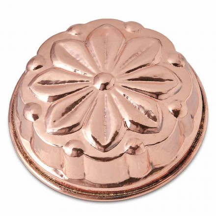Forma redonda de cobre estanhado à mão com decoração de flores 28 cm - Gianmattia Viadurini