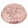 Forma redonda de cobre estanhado à mão com decoração de frutas 28 cm - Gianmattia