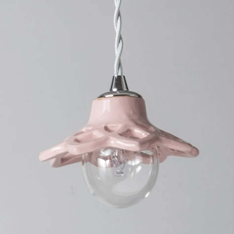 Candeeiro de suspensão em terracota Toscot Apuane sem roseta Fabricado na Toscana Viadurini