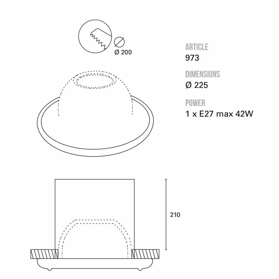 Toscot Battersea grande farol embutido Ø22,5 cm made in Tuscany Viadurini