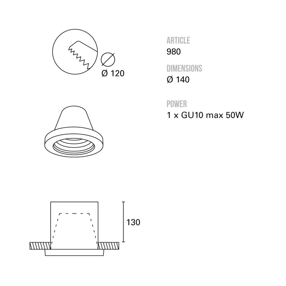 Refletor embutido Toscot Carso Ø14 cm em terracota fabricado na Toscana Viadurini