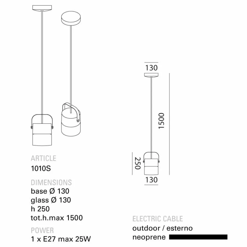 Candeeiro pingente de vidro soprado Toscot Swing feito na Toscana Viadurini