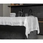 Toalha de mesa de linho branco com borda plissada luxuosa italiana - Tippel Viadurini