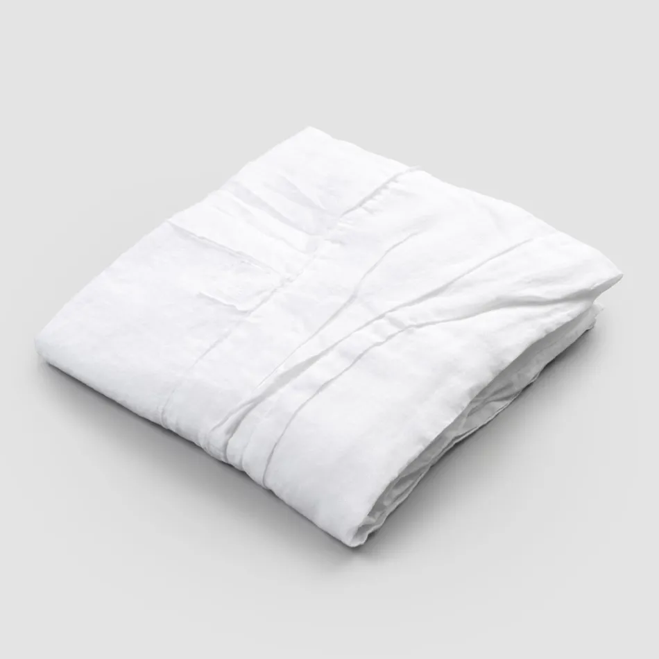 Toalha de mesa de linho branco com borda plissada luxuosa italiana - Tippel Viadurini