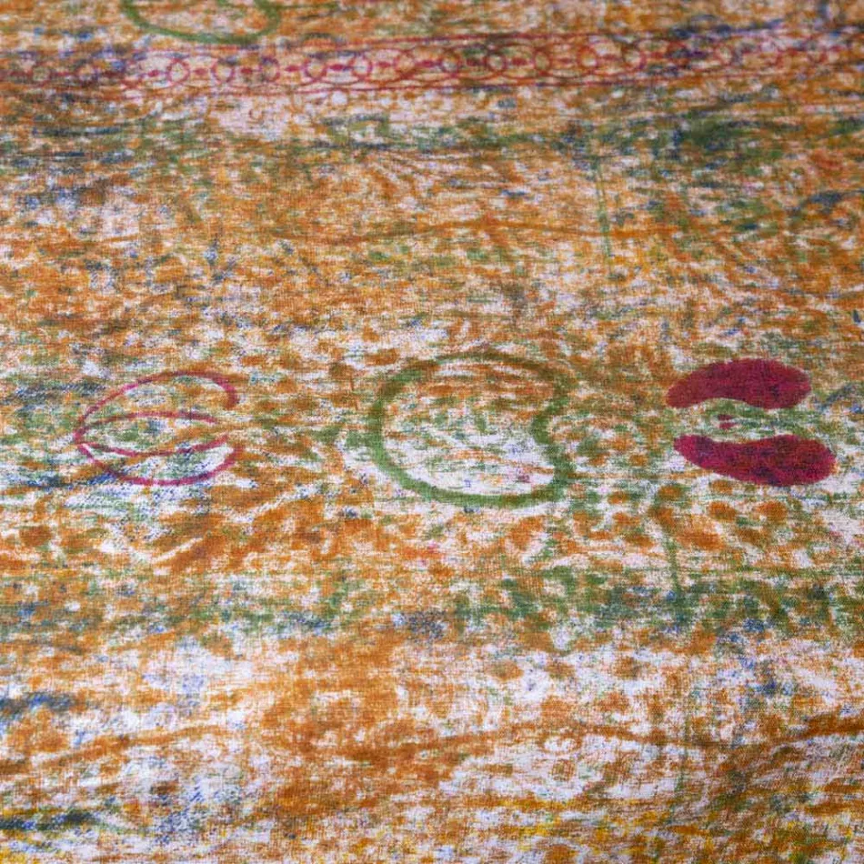 Toalha de mesa de arte italiana com uma peça de algodão estampado à mão - Marcas Viadurini