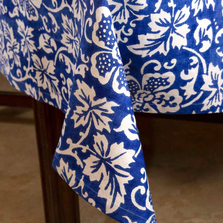 Toalha de mesa de linho artesanal italiana 100% com estampa de uma peça - Marcas Viadurini