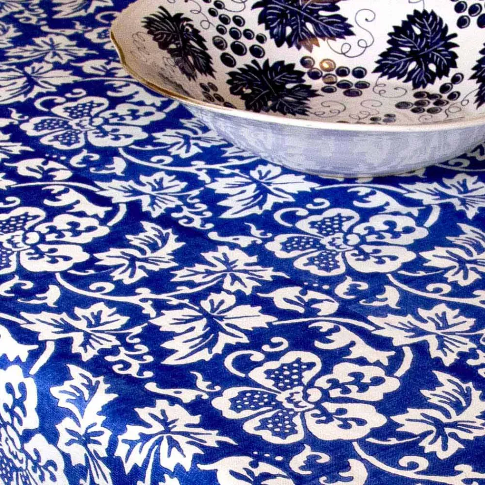 Toalha de mesa de linho artesanal italiana 100% com estampa de uma peça - Marcas Viadurini