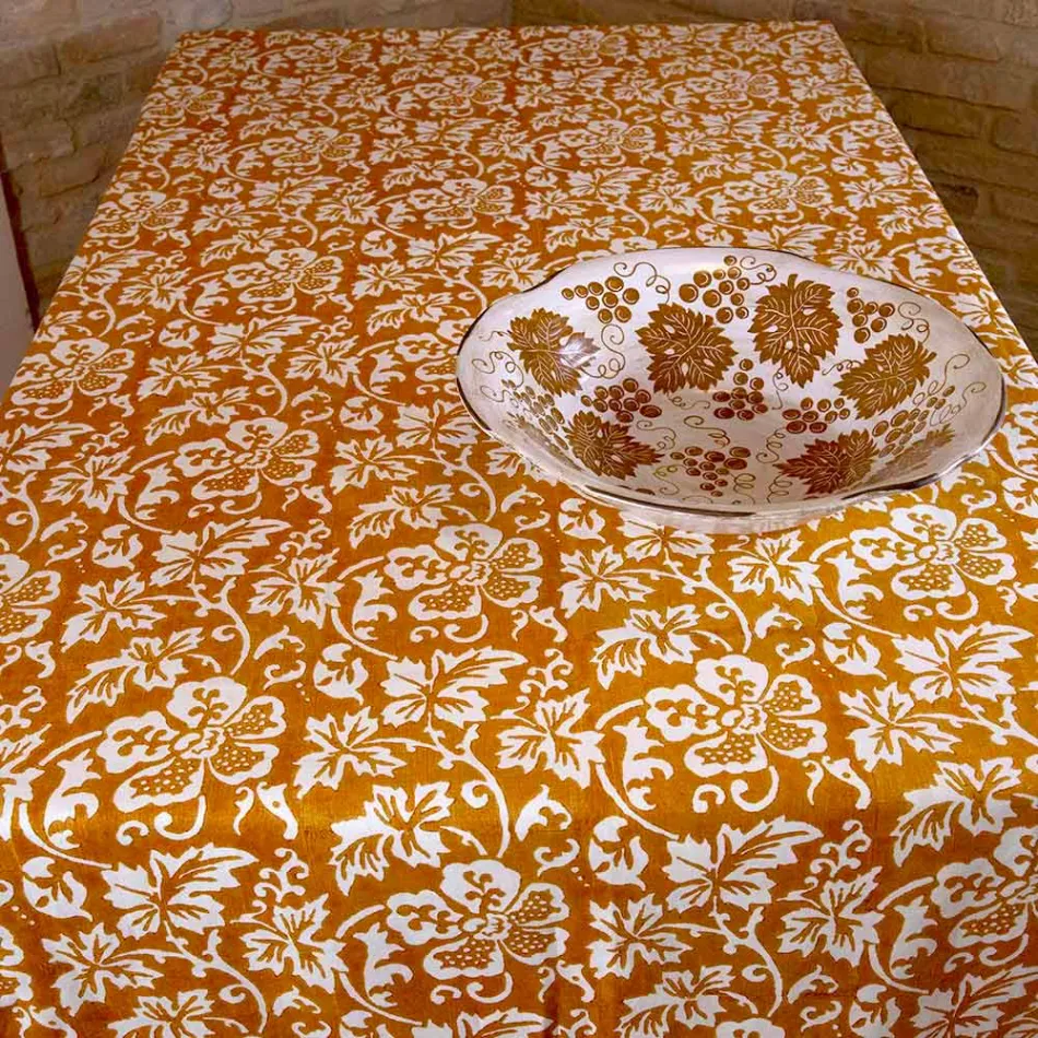 Toalha de mesa de linho artesanal italiana 100% com estampa de uma peça - Marcas Viadurini