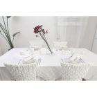 Toalha de Mesa Quadrada de Linho com Renda Branca Design Luxo Fabricado na Itália - Olivia Viadurini