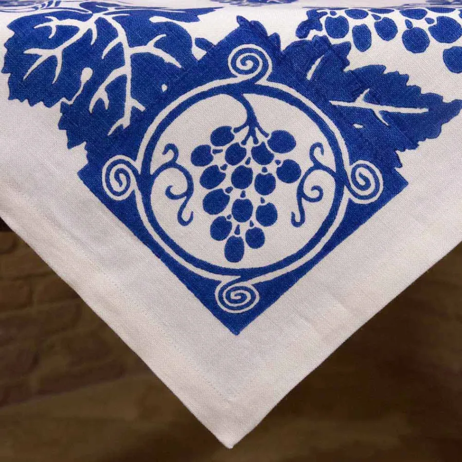 Toalha de Mesa de Linho Artística Alta com Impressão Italiana de Mão Artística - Marcas Viadurini