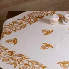 Toalha de Mesa de Linho Artística Alta com Impressão Italiana de Mão Artística - Marcas Viadurini