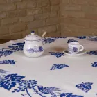 Toalha de Mesa de Linho Artística Alta com Impressão Italiana de Mão Artística - Marcas Viadurini