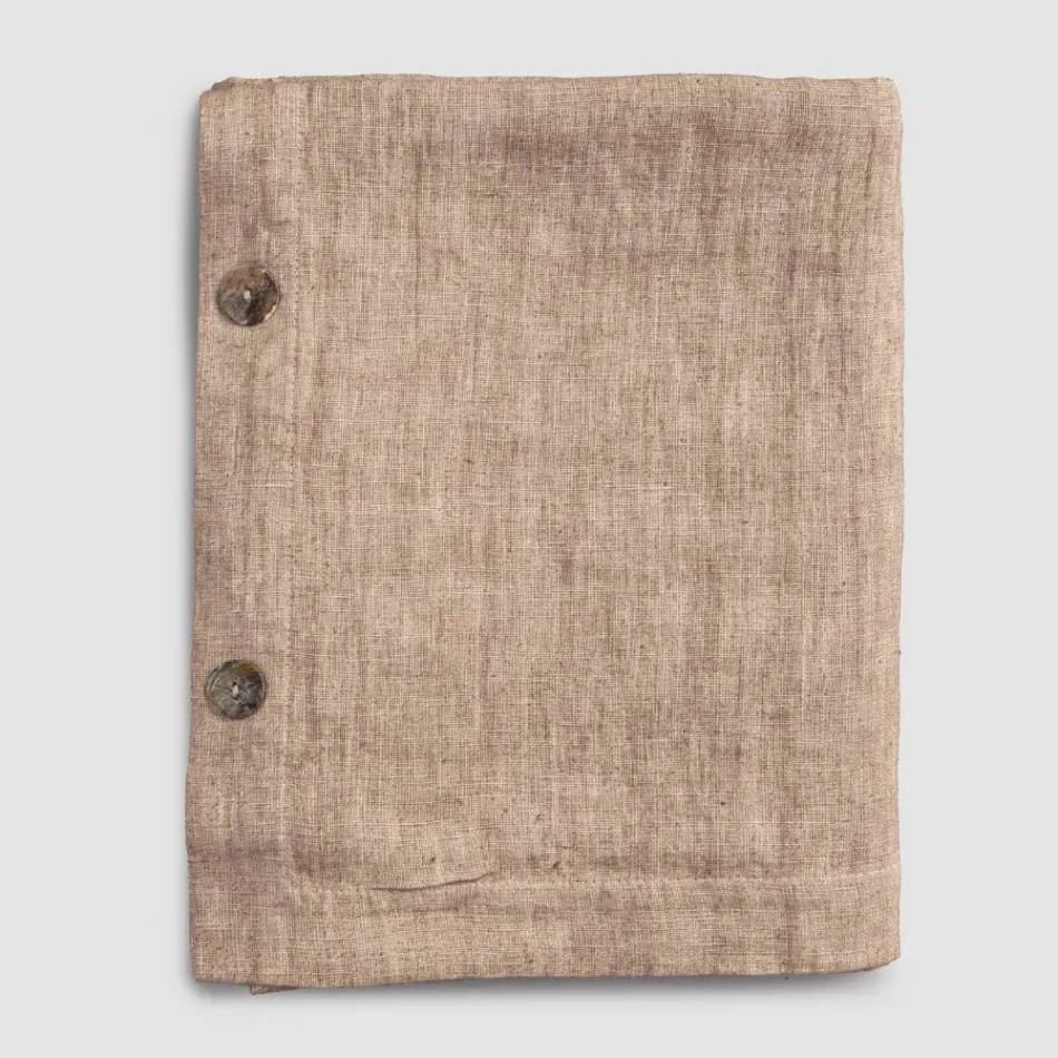 Toalha de Mesa Retangular de Linho com Casas de Botão e 10 Botões, Luxo - Mediterrâneo Viadurini