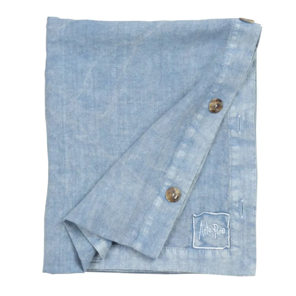 Toalha de Mesa Retangular de Linho com Casas de Botão e 10 Botões, Luxo - Mediterrâneo Viadurini